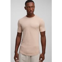 Basic Muscle-Fit T-Shirt - Braun - M, Braun von boohooman