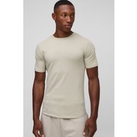 Basic Muscle-Fit T-Shirt - light khaki - S, light khaki von boohooman