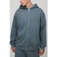 Basic Oversize Hoodie mit Reißverschluss - Grau - XS, Grau Basic Oversize Hoodie mit Reißverschluss - Grau - XS, Grau von boohooman