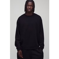 Basic Oversize Rundhals-Sweatshirt - Schwarz - M, Schwarz von boohooman