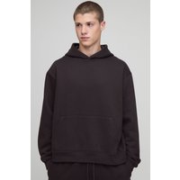 Kastiger Oversize Basic Hoodie - Braun - S, Braun von boohooman