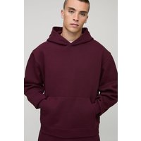 Kastiger Oversize Basic Hoodie - Burgund - XS, Burgund Kastiger Oversize Basic Hoodie - Burgund - XS, Burgund von boohooman