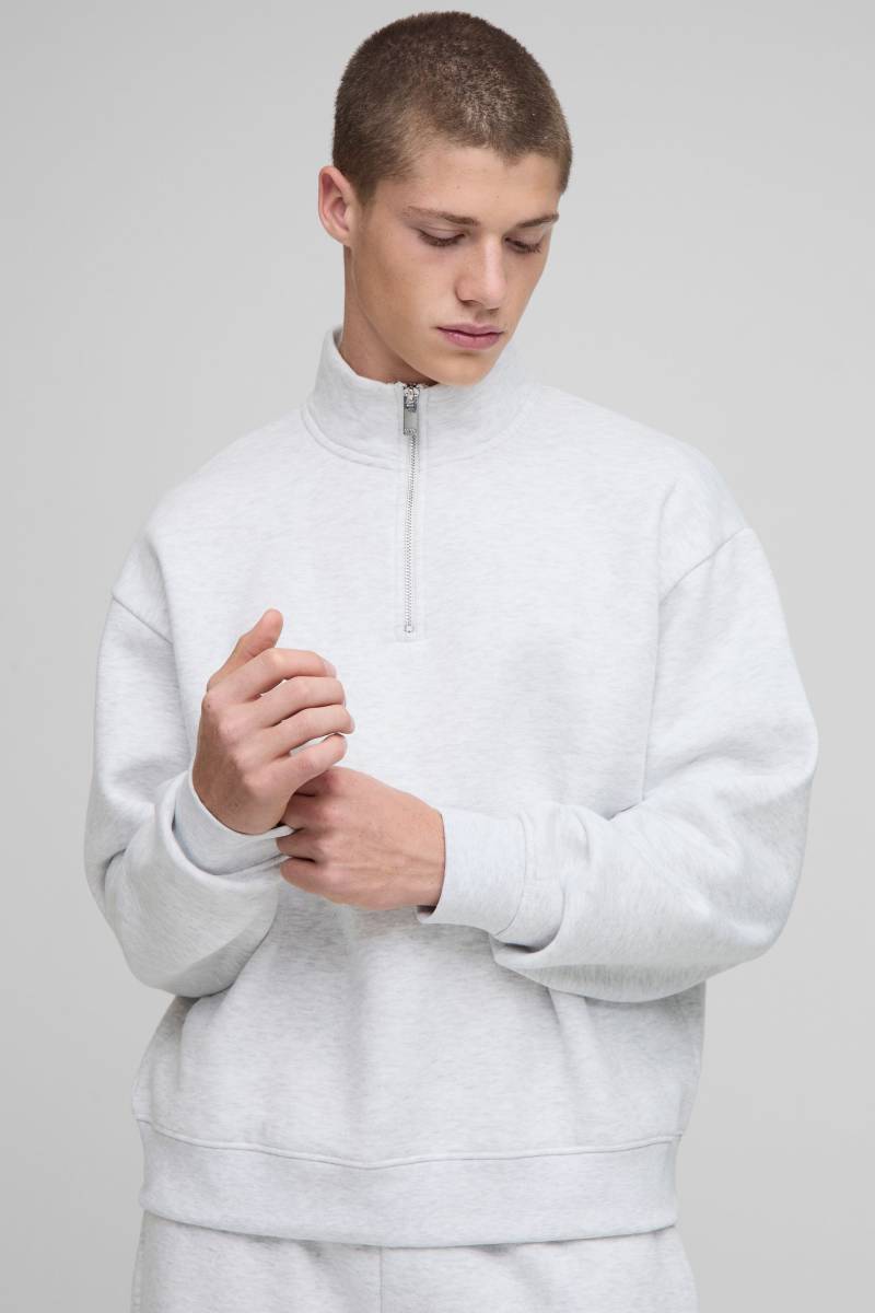 Kastiges Basic Oversize Sweatshirt mit Trichterkragen - Grau - L, Grau von boohooman