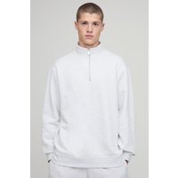Basic Oversize Sweatshirt mit Trichterkragen und Reißverschluss - Grau - XL, Grau von boohooman