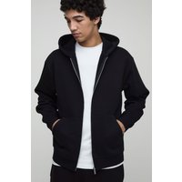 Basic Oversize Hoodie mit Reißverschluss - Schwarz - XS, Schwarz von boohooman