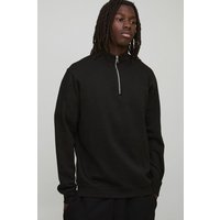 Basic Regular Fit Quarter Zip Funnel Neck Sweatshirt - Schwarz - XL, Schwarz von boohooman