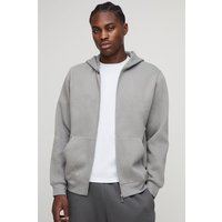 Basic Hoodie mit Reißverschluss - Grau - S, Grau von boohooman