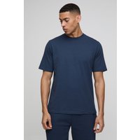 Basic Rundhals T-Shirt - Blau - L, Blau von boohooman