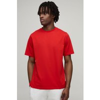 Basic Rundhals T-Shirt - Rot - M, Rot von boohooman