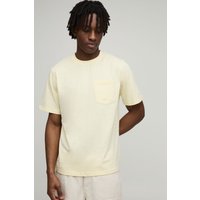 Basic Rundhals T-Shirt mit Tasche - Gelb - S, Gelb von boohooman