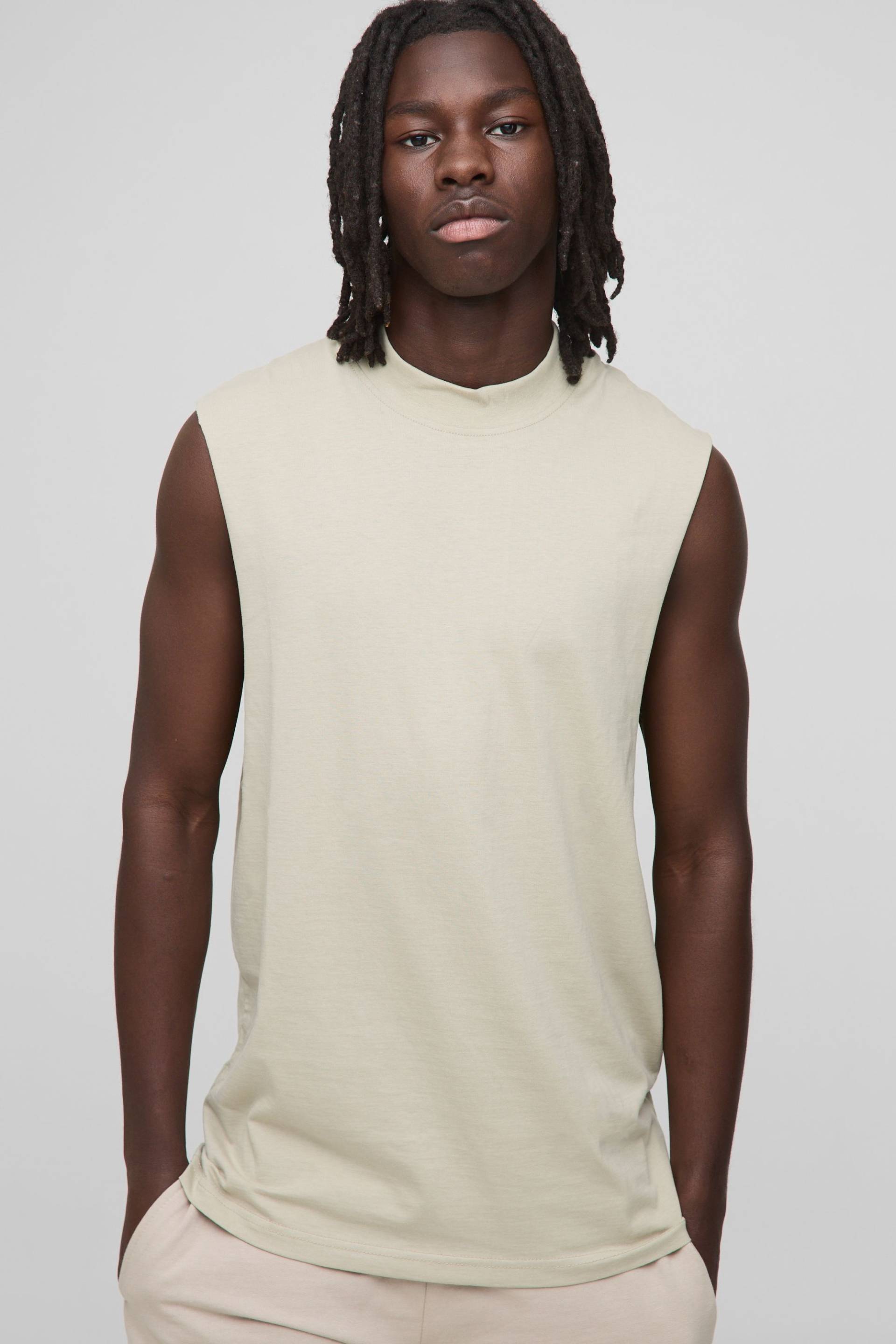 Basic vesttop mit weiten Ärmeln - light khaki - M, light khaki von boohooman