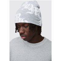 Beanie mit Gothic Logo in Pink - Grau - ONE SIZE, Grau von boohooman
