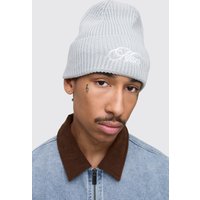 Beanie mit MAN-Stickerei - Grau - ONE SIZE, Grau von boohooman