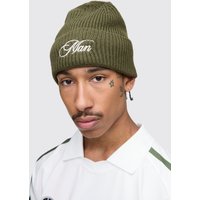 Beanie mit MAN-Stickerei - Grün - ONE SIZE, Grün von boohooman