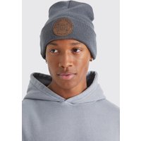 Beanie mit Worldwide-Stickerei - Grau - ONE SIZE, Grau von boohooman