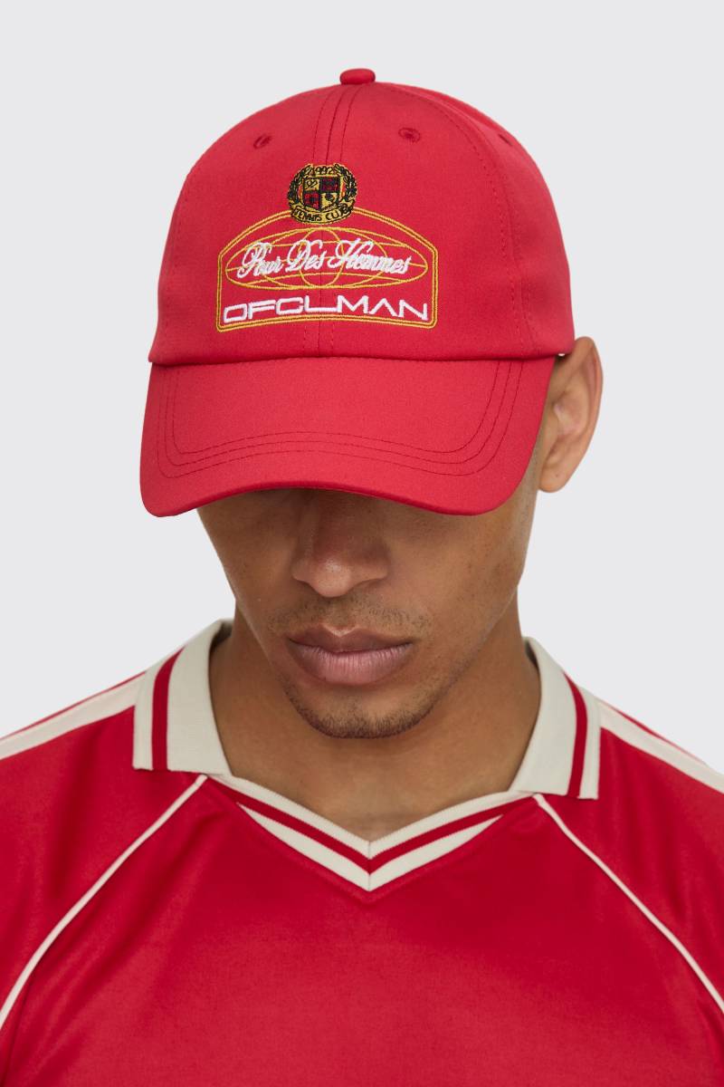 Bestickte Man Twill-Kappe - Rot - ONE SIZE, Rot von boohooman