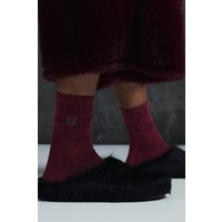 Bestickte Socken mit Trippy Acid Waschung - Rot - ONE SIZE, Rot von boohooman