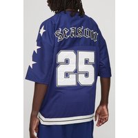 Besticktes Oversize Sport T-Shirt mit V-Ausschnitt von boohooman