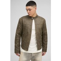 Bikerjacke aus Wildleder-Imitat - Grün - XL, Grün Bikerjacke aus Wildleder-Imitat - Grün - XL, Grün von boohooman