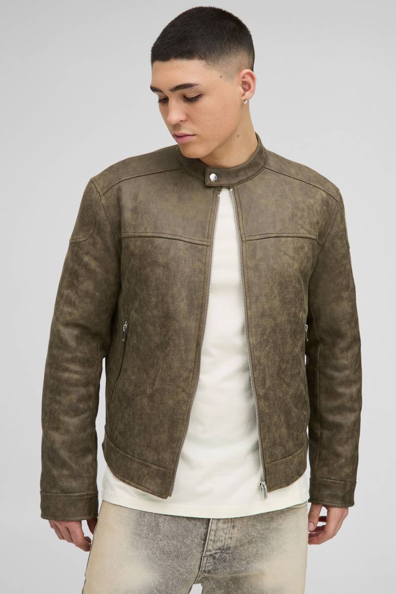 Bikerjacke aus Wildleder-Imitat - Grün - XS, Grün Bikerjacke aus Wildleder-Imitat - Grün - XS, Grün von boohooman