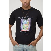 Kastiges T-Shirt mit Print - Schwarz - L, Schwarz von boohooman