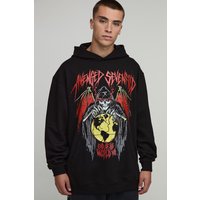 Black Oversized Avenged Sevenfold License Printed Hoodie - Schwarz - XL, Schwarz von boohooman