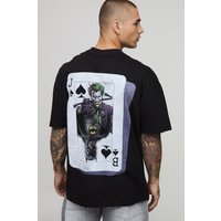 Schwarzes Oversize T-Shirt mit lizenziertem Batman The Joker Print - M, Schwarz von boohooman
