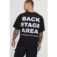 Schwarzes kastiges Oversize T-Shirt mit Slogan - XS, Schwarz Schwarzes kastiges Oversize T-Shirt mit Slogan - XS, Schwarz von boohooman