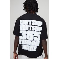 Black Oversized Boxy Extended Neck 365 Hustle Graphic T-Shirt - Schwarz - M, Schwarz von boohooman