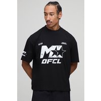 Schwarzes kastiges Oversize T-Shirt mit Print - XS, Schwarz Schwarzes kastiges Oversize T-Shirt mit Print - XS, Schwarz von boohooman
