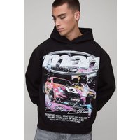 Black Oversized Boxy Lightening Moto Graphic Hoodie - Schwarz - M, Schwarz von boohooman