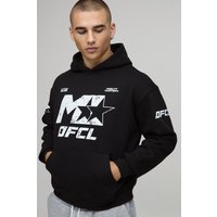Schwarzer kastiger Oversize Hoodie mit M Stern-Print - XS, Schwarz Schwarzer kastiger Oversize Hoodie mit M Stern-Print - XS, Schwarz von boohooman