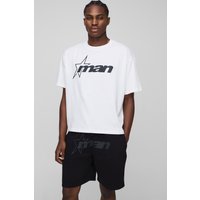 Kastiges Oversize T-Shirt und lockere Shorts - Schwarz - S, Schwarz von boohooman