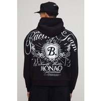 Schwarzer kastiger Oversize Hoodie mit Racing Team Print - XS, Schwarz Schwarzer kastiger Oversize Hoodie mit Racing Team Print - XS, Schwarz von boohooman