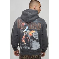 Kastiger Oversize Western-Hoodie - Schwarz - XS, Schwarz Kastiger Oversize Western-Hoodie - Schwarz - XS, Schwarz von boohooman