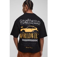 Schwarzes Oversize T-Shirt mit Print - XS, Schwarz Schwarzes Oversize T-Shirt mit Print - XS, Schwarz von boohooman