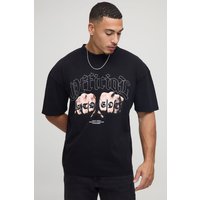 Schwarzes Oversize T-Shirt mit Official Print - XS, Schwarz Schwarzes Oversize T-Shirt mit Official Print - XS, Schwarz von boohooman