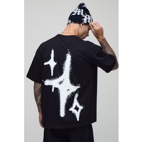 Schwarzes Oversize T-Shirt mit Graffiti-Print - XS, Schwarz Schwarzes Oversize T-Shirt mit Graffiti-Print - XS, Schwarz von boohooman