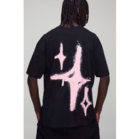 Schwarzes Oversize T-Shirt mit Graffiti-Print - XS, Schwarz Schwarzes Oversize T-Shirt mit Graffiti-Print - XS, Schwarz von boohooman