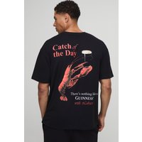 Schwarzes Oversize T-Shirt mit lizenziertem Guinness Print - XS, Schwarz von boohooman
