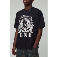 Schwarzes Oversize T-Shirt mit lizenziertem Guns N Roses Print - L, Schwarz von boohooman