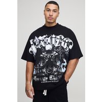 Schwarzes Oversize T-Shirt mit Gothic Print - XS, Schwarz Schwarzes Oversize T-Shirt mit Gothic Print - XS, Schwarz von boohooman