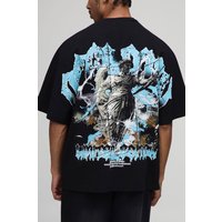 Schwarzes Oversize T-Shirt mit Gothic Print - XS, Schwarz Schwarzes Oversize T-Shirt mit Gothic Print - XS, Schwarz von boohooman