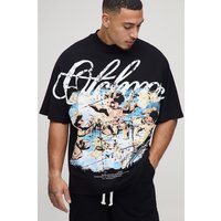 Schwarzes Oversize T-Shirt mit Cupid Print - XS, Schwarz Schwarzes Oversize T-Shirt mit Cupid Print - XS, Schwarz von boohooman
