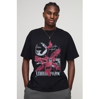 Schwarzes Oversize T-Shirt mit lizenziertem Blockabsatz - XS, Schwarz Schwarzes Oversize T-Shirt mit lizenziertem Blockabsatz - XS, Schwarz von boohooman