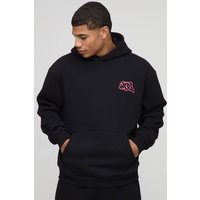 Schwarzer Oversize Hoodie mit Man Graffiti-Print - XS, Schwarz von boohooman