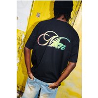Schwarzes Oversize T-Shirt mit Man Stern-Print - XS, Schwarz Schwarzes Oversize T-Shirt mit Man Stern-Print - XS, Schwarz von boohooman