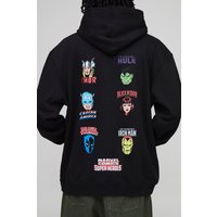Black Oversized Marvel Comic Superheroes License Printed Hoodie - Schwarz - M, Schwarz von boohooman