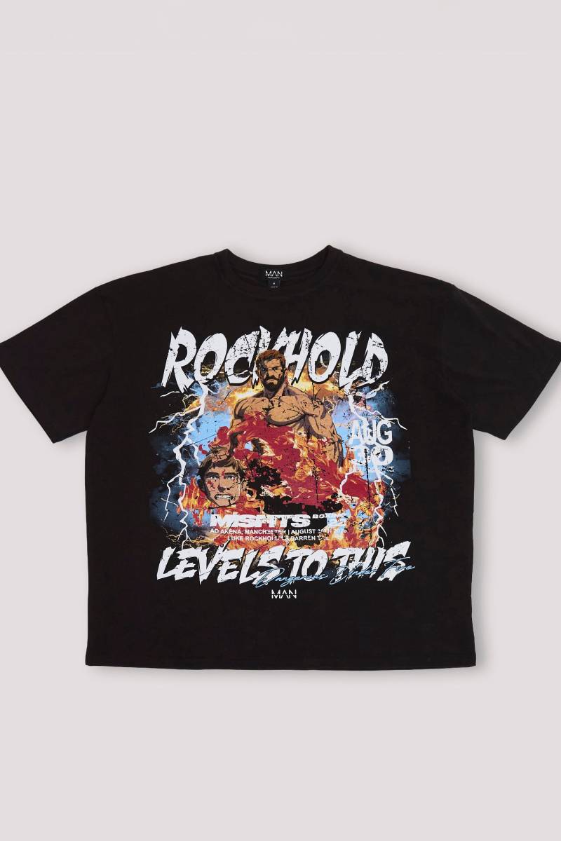 Schwarzes Oversize T-Shirt mit Misfits Ksi The Nightmare Print - S, Schwarz von boohooman