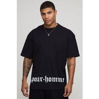 Black Oversized Renaissance Printed T-Shirt - Schwarz - S, Schwarz von boohooman